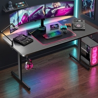 Bureau de jeu manuel extensible et réglable en hauteur, en fibre de carbone, avec cadre en MDF en forme de Z, grand tapis de souris, pour la maison, le bureau et l'ordinateur