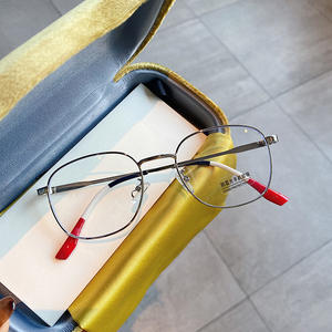 Montura de Gafas Redondas de Metal Marca G, Anti Luz Azul, Montura Completa Unisex, Lentes AC, Diseño Irregular T4 0467 - Product Image 2