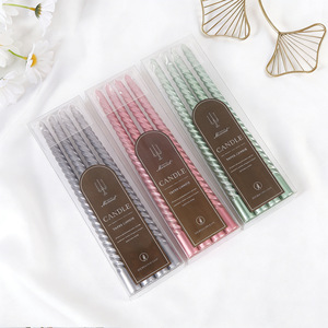 Bougies coniques colorées en boîte, bougies à longue tige, bougies scintillantes, décoration romantique pour mariage, restaurant, ambiance pour séance photo - Product Image 5