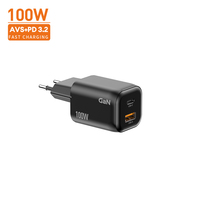 Chargeur rapide GaN 100W avec adaptateur compact double port PD3.2 pour iPhone 15 Pro Max Samsung 5G Accessoires mobiles