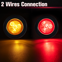 Feux de position latéraux à 4 LED de 2 pouces avec anneaux en caoutchouc, avec œillet et câble de raccordement pour camion, remorque, camping-car, étanches IP67