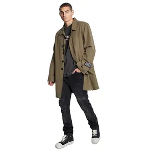 New Design Autumn Coat Men and Women's Long Coat Single Sleeve Cotton Long Sleeves Brown X