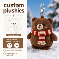 Porte-clés en peluche ours artisanal pour l'hiver, porte-clés en peluche ours rembourré