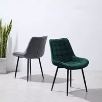 Vente en gros de tissu de haute qualité, chaise de salle à manger moderne en velours coloré avec pieds en métal à dossier haut
