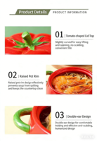 Bol à soupe à double anse en céramique, en forme de tomate, avec couvercle, pour nouilles instantanées, usage domestique et dortoir étudiant, compatible micro-ondes