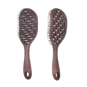Cepillo de pelo para masaje de cuero cabelludo con cáscara de coco biodegradable, Flexible cojín de pelo, cepillo para rizos, peines de cepillo para uso en seco y húmedo - Product Image 1