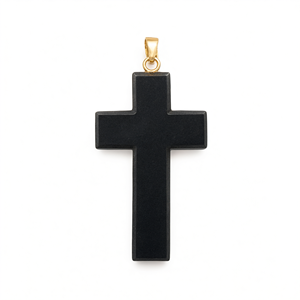 Colgante de Cruz Sagrada de Ágata Negra - Un Símbolo de Elegancia y Fuerza Espiritual - UNA PIEZA SOLO - Product Image 2