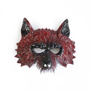 Masque de loup-garou demi-visage en plastique, accessoire de fête d'Halloween, motif animal, peinture colorée - Product Image 3
