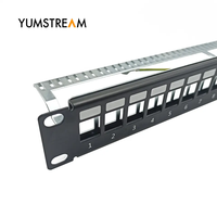 Panel Patch Keystone Kosong 1U 19 Inch 24 Port FTP Shielded untuk Modul Keystone, Cat5e, Cat6, Cat6A, Rak Mount