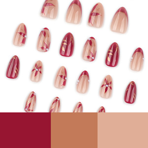 <span class=keywords><strong>Uñas</strong></span> Postizas de Alta Calidad <span class=keywords><strong>Estilo</strong></span> <span class=keywords><strong>Coreano</strong></span>, Color Vino Tinto, Cobertura Total, Diseño Ojo de Gato, Punta Francesa, Forma Almendrada Corta, para Dedos, Venta al Por Mayor - Product Image 4