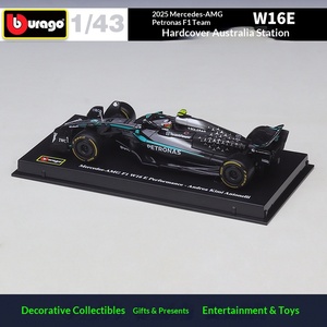 Bburago 1:43 F1 Mercedes-Benz AMG Team Saison 2025 W16E Simulation de course Modèle de voiture en alliage moulé sous pression Jouet unisexe Édition reliée - Product Image 3