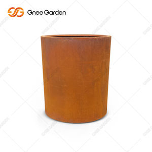 Jardinière ronde haute en acier Corten tendance 2026 - Pot de jardin robuste en acier patinable avec rouille naturelle et drainage - Product Image 2