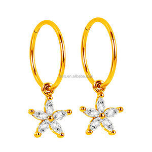 Siêu Sao thép không gỉ hình học thực vật đồ trang sức <span class=keywords><strong>CZ</strong></span> zircon Hoa Clip bông tai cho cô gái đồ trang sức đẹp - Product Image 5