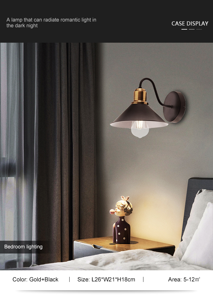 Retro Style Metal 5W Decoration Office Living Room Bedroom Indoor E27 Wall Lamp