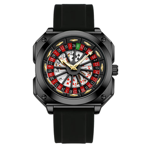 男性用ファッションパーソナライズ時計ブランドシリコーンストラップルミナスダイアルスクエアウォッチカスタムロゴカジノルーレット - Product Image 3