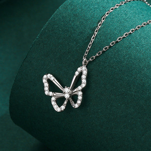 Mode 925 <span class=keywords><strong>argent</strong></span> Sterling papillon pendentif <span class=keywords><strong>collier</strong></span> bijoux cadeau papillon Zircon <span class=keywords><strong>collier</strong></span> pour les femmes - Product Image 2