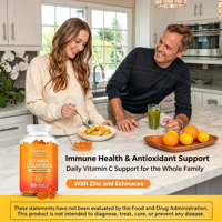 Compléments alimentaires Healthife OEM en marque privée, gommes à la vitamine C avec zinc et échinacée pour soutenir la santé immunitaire