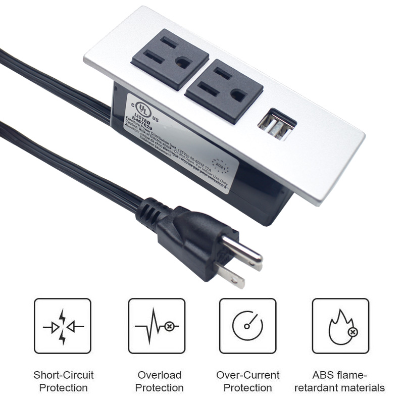 デスクテーブル2つのUSBポートを備えたコンセント埋め込み式電源