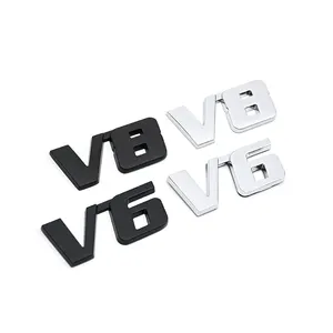 Kunden spezifische ABS Karosserie Aufkleber Overlay V6 V8 Schwarz und Rot Nummer Auto Emblem Abzeichen