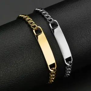 Alla moda oro nero argento acciaio inossidabile incidibile logo ID piastra bar bracciale per le donne e le donne