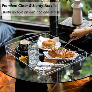 손잡이와 교체 가능한 인서트가 있는 장식용 서빙 트레이 아크릴 트레이 16"x12" - Product Image 4