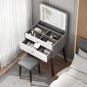 Thiết kế bằng gỗ 1 ngăn kéo lưu trữ Kệ trang điểm Vanity bàn trang điểm với LED ánh sáng gương cho không gian nhỏ - Product Image 2