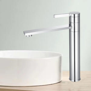 Robinet de lavabo monotrou en cuivre brossé or, à levage transfrontalier, avec noyau de valve rotatif 35, mélangeur eau chaude et froide à activation par pression - Product Image 2