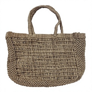 Sac fourre-tout décontracté en jute tissé à prix abordable avec deux poignées, réutilisable et écologique, idéal pour les courses et les trajets quotidiens - Product Image 4