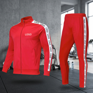ชุดวอร์มผู้ชายสีแดงแบบซิปเต็มตัว แบรนด์ MAX WORLD ENTERPRISES เสื้อแจ็คเก็ตคอตั้ง กางเกงขายาว ชุดกีฬาสองชิ้น สไตล์สปอร์ต เหมาะสำหรับฤดูหนาว - Product Image 2