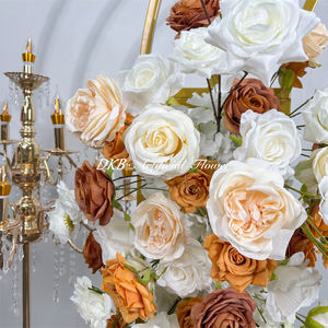 Nuevo diseño de arco de boda con fondo floral, arreglo de flores en tono naranja, pared de fondo con hilera de flores - Product Image 4