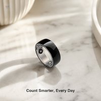 Bague connectée noire en acier inoxydable avec suivi d'activité et alerte vibratoire pour le chronométrage quotidien