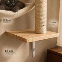 Système d'escalade mural pour chat en bois massif avec étagères en corde de sisal, hamac et griffoir, mobilier mural pour chat d'intérieur