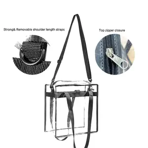 Bolso de mano transparente de PVC de gran capacidad, bandolera, bolso de mano transparente para gimnasio, bolso de compras para mujer