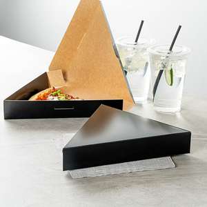 Caja para Rebanadas de Pizza, Contenedores Tipo Concha para Rebanadas de Pizza, Resistentes a la Grasa, con Cierre de Lengüeta, Papel Negro, Cajas Individuales para Pizza para Restaurantes y Kioscos - Product Image 5