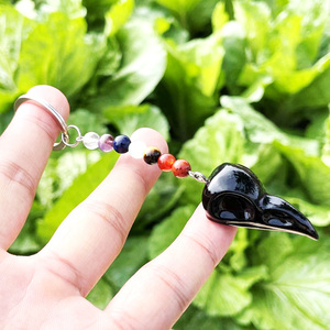 Tự Nhiên Pha Lê Raven Hộp Sọ Đá Quý Móc Chìa Khóa Bất Đá Chữa Bệnh Pha Lê Hộp Sọ Đầu Vòng Chìa Khóa - Product Image 5