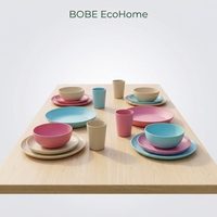 Ensemble de vaisselle écologique en PLA, vaisselle biodégradable, passe au lave-vaisselle et au micro-ondes, style nordique, bol, assiette, vaisselle en RPET