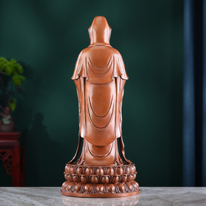 Estatua de Buda Guanyin de pie de Copper World, figura de cobre fundido a mano para adoración en interiores, decoración de sala de estar - Product Image 2