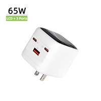 Cargador Superrápido GaN de 65W con Múltiples Puertos USB-C PD QC3.0 PPS, para iPhone, Mac, Samsung, Enchufe Estadounidense, Proveedor de Fábrica, Venta al Por Mayor, con Pantalla