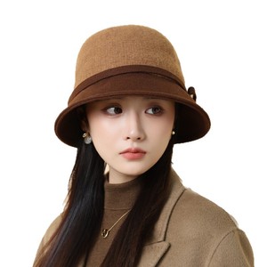 Élégant chapeau <span class=keywords><strong>de</strong></span> pêcheur vintage pour chapeau seau en laine avec nœud papillon pour l'automne et l'hiver - Product Image 5