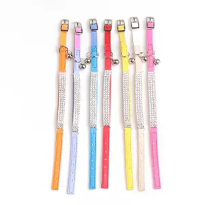 Collar de Lujo para Mascotas Qbellpet con Pedrería, Joyería de Cristal, Collar de Cuero PU para Perros y Gatos, Brillante con Diamantes y Campana para Mascotas Pequeñas - Product Image 5