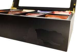 <span class=keywords><strong>Scatola</strong></span> per tè in bambù nero di alta qualità con finestra in acrilico, 8 scomparti, organizer di lusso in <span class=keywords><strong>legno</strong></span> per bustine di tè, per piano di lavoro della cucina - Product Image 2