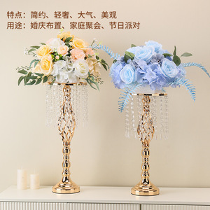 Hot Sale Wedding Table Artifical <strong>Flower</strong> Arrangement Tall Gold Centerpieces <strong>Vase</strong> Stand - Product Image 5