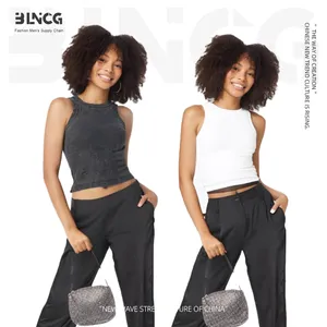 BG marchio Trendy collezione primavera 2025 da donna stile americano t-shirt a manica corta da ragazza calda porcellana di ghiaccio in cotone lavato canotta - Product Image 2