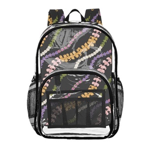16 Inch College Black Clear School Bag Clear Bookbag Custom Lei Design See Through PVC Transparent <b>Backpacks</b> for Boys and Girls - Product Image 1
