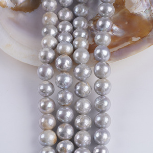 Collier de perles d'eau douce naturelles en gros de Zhuji, 13-16 mm, perles grises Edison, chaîne de perles blanches, perles en vrac, bijoux DIY - Product Image 3