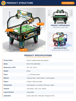 Machine de jeu d'arcade de football Kung Fu OEM personnalisée, table de football à monnayeur avec distributeur de tickets
