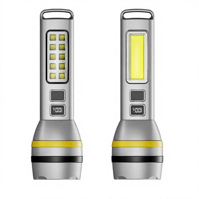 High-Power White Laser Solar Emergency Flashlight ABS Long-Range 200-500m Beam Distance Multifunctional Outdoor Home Lighting