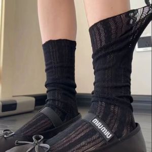 Japanese Style Mid-Calf Slouch <b>Socks</b> For Women White Breathable Cotton Anti-Slip Summer Hollow-Out Fashionable Preppy <b>Socks</b> - Product Image 3