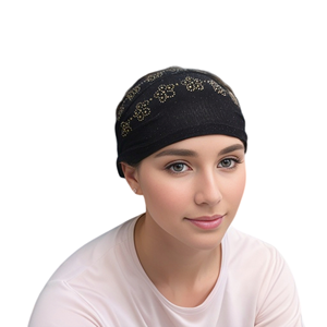 YASEEN Women's Plain Square Printed Woven Jacquard Polyester <b>Hair</b> <b>Bonnet</b> Elastic Band Comfortable Soft Four Seasons Use - Product Image 1