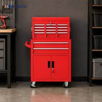 Chariot à outils roulant rouge en métal avec tiroirs, armoire de rangement verrouillable, organisateur d'établi pour atelier, garage et atelier de réparation